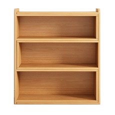 FANCY LIFE 可伸縮置物書架 W0004, 木紋色, 3層