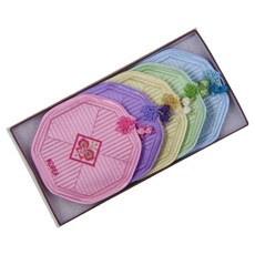 happytool 八角粉彩杯墊5件組, 1套, 淺粉色, 淺綠色, 淺紫色, 淺天藍色, 檸檬黃色