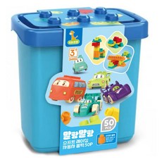 KIDS Pangpang 軟Q柔軟賽車桶裝積木 50p, 1個, 混合顏色