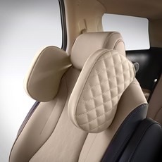KMMOTORS 絎縫汽車頭枕, 棉米色, 舒適護頸, 提升車內質感, 1個