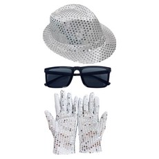 파티공구 스팡클장갑 + 모자 + 선글라스 세트, 실버, 1세트