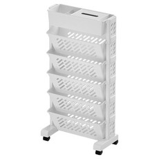 學習用書架移動式推車 BRP425, 白色, 6層
