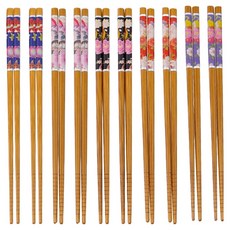 키친유 일식 대나무 패턴 젓가락 꽃무늬 10벌 세트, 브라운, 1세트, 젓가락 10쌍