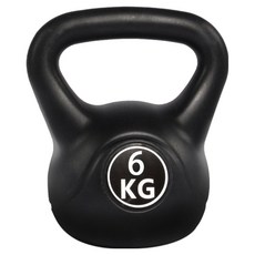 LIVESPO 核心全身運動壺鈴 黑色 6kg，人體工學握把設計，提升核心力量，居家健身首選, 1個