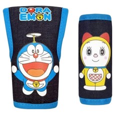 Doraemon 哆啦A夢 牛仔布 排檔頭 + 把手護套組 台灣製, 藍色, 1組