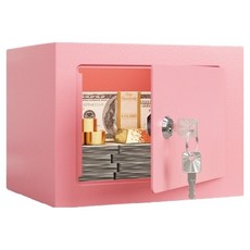 올이즈유 강철 가정용 금고 230 x 170 x 170 mm, 핑크