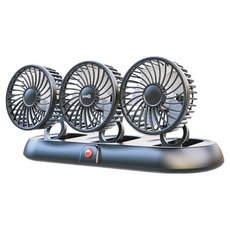 지니큐 USB타입 3헤드 차량용 5엽날개 3단풍량 써큘레이터, 블랙, FC-300A