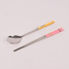 릴팡 스펀지밥 SPB 뚱이 심플 수저세트, 혼합색상, 숟가락 + 젓가락, 1세트