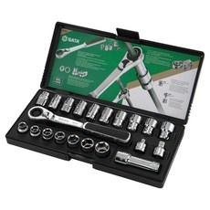 사타 20mm 육각 관통형 소켓 라쳇 21종 세트 09134, 1세트