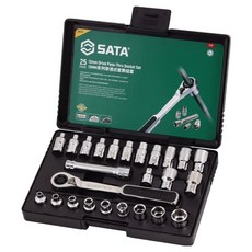SATA 13mm 六角貫通型套筒棘輪組 09131, 1套, 25種