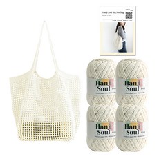 Yarna 韓紙Soul 大網袋 韓紙Soul 50g x 4入 + 印刷圖案套組, 1套, 701 象牙白