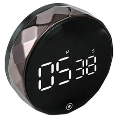 溫馨商店 磁吸式 5秒單位 數位料理計時器 旋轉轉盤 LED 廚房時鐘 100分鐘 7.7 x 7.7 x 2.8 cm, 黑色, 1個