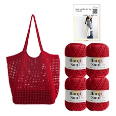 yarna 한지소울 빅 네트백 한지소울 50g x 4p + 인쇄도안 세트, 714 레드, 1세트