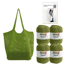 yarna 한지소울 빅 네트백 한지소울 50g x 4p + 인쇄도안 세트, 707 라이트그린, 1세트