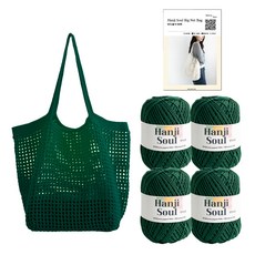 yarna 한지소울 빅 네트백 한지소울 50g x 4p + 인쇄도안 세트, 708 다크그린, 1세트