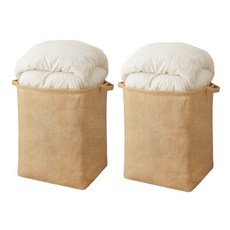 JOSIC 高方筒日系棉麻收納籃 50L, 奶茶色, 2個