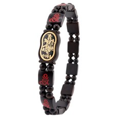 般若心經辟邪木全唵字符咒鏡面念珠手鍊 萬事亨通 17.5cm, 1個, 深棕色