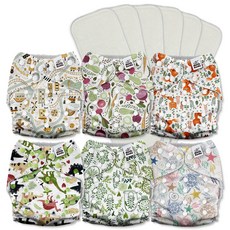 mama koala 3.0嬰幼童成長型口袋式布尿布6件組 附竹纖維尿墊, 快樂的狐狸, 1組