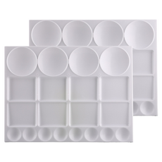 Dailycoo 實用油畫調色盤 大號方形調色盤 32.8 x 25 cm, 2個, 20格