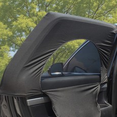 StoneCold 拉鍊式車用防蚊網紗窗 前車窗2入 + 後車窗2入 + 收納袋套組, 黑色