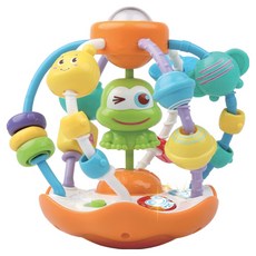 KIDS Pangpang 嬰幼兒音樂音效與燈光青蛙搖鈴球旋律玩具, 1個, 混合顏色