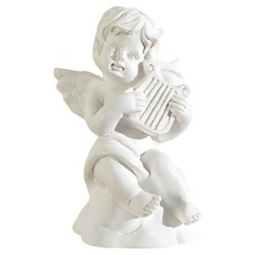 Rositera 樂器天使迷你石膏像 室內裝飾品 豎琴天使