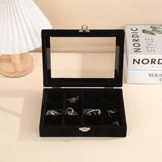 리빙웍스 칸칸 벨벳 악세서리 화장대 소형 보관함, 블랙 12칸, 1개