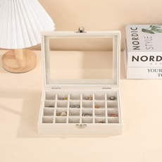 리빙웍스 칸칸 벨벳 악세서리 화장대 소형 보관함, 베이지 24칸, 1개