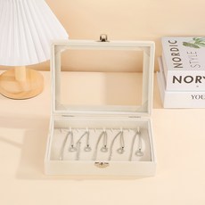 리빙웍스 칸칸 벨벳 악세서리 화장대 소형 보관함, 베이지 목걸이칸, 1개