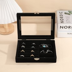 리빙웍스 칸칸 벨벳 악세서리 화장대 소형 보관함, 블랙 하프, 1개