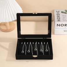 리빙웍스 칸칸 벨벳 악세서리 화장대 소형 보관함, 블랙 목걸이칸, 1개