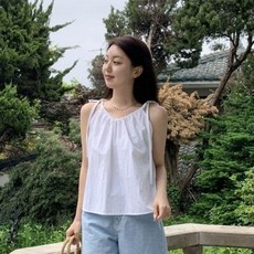 CHICBLACK 女款萊娜尼龍寬鬆版蝴蝶結綁帶細肩帶馬甲罩衫 cpvt1367k55
