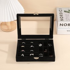 리빙웍스 칸칸 벨벳 악세서리 화장대 소형 보관함, 블랙 나인, 1개