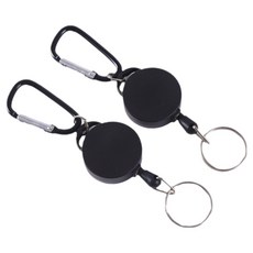 생활의지혜 늘어나는 와이어 키링 2p, 블랙, 1개