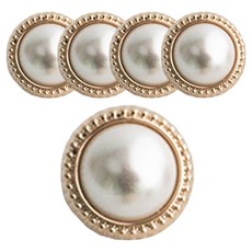 yarna 빈티지 고급 금속 모조 진주 라운드 단추 01 15mm, 골드, 5개