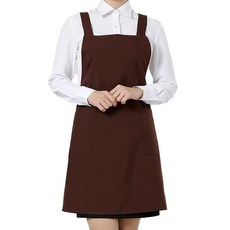 스피드가운 X형 엉덩이 덮는 단추형 앞치마, 갈색, 1개