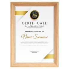 TRENY 日式A4獎狀證書相框, 原木色, 1個