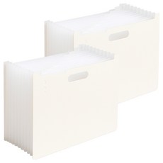 溫馨商店 風琴夾 桌上文件整理盒 收納文件夾 13層, 2個, 象牙白