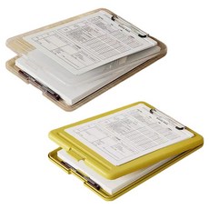 Nornor 文具收納資料夾式文件板 2件組 33 x 24 cm, 1套, 黃色, 透明