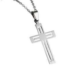 DULU 十字架項鍊 款式2, 銀色, 1個
