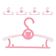葉子小舖 伸縮兒童衣架5件組, 粉色, 防滑, 兒童衣物收納, 1組