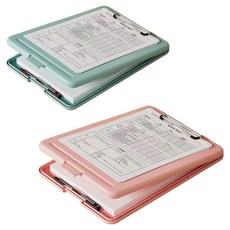 Nornor 文具收納資料夾式文件板 2件組 33 x 24 cm, 1套, 藍色, 粉紅色