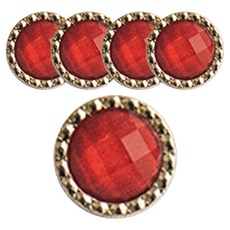 yarna 빈티지 고급 금속 자개 라운드 단추 05 13mm, 레드, 5개