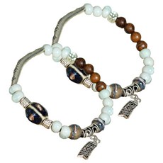 Casrichi裝滿愛的木質念珠手鍊 款式6 均碼, 2個, 混色