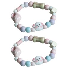 Cashrich 充滿愛的木製念珠手鍊 類型3 單一尺寸, 2個, 混色