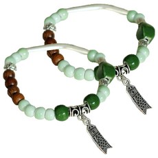 Cashrich 充滿愛的木製念珠手鍊 第4款 單一尺寸, 2個, 混合色