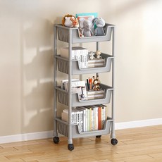 大容量收納移動式附輪推車 BRP430, 4層, 灰色