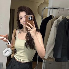 엘쏘 여성용 데일리 베이직 컬러 슬림핏 크롭 이너 나시