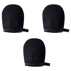 小麥購物 乳液植絨手套 迷你手指款 S373 無香味 身體乳液塗抹手套 黑色3入, 黑色, 3個