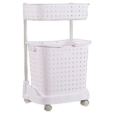多用途洗衣籃收納推車 BRP418, 米色, 2層